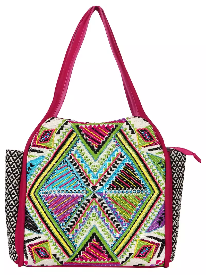 Anekaant Klim Multocolour Jacquard Cotton Handbag