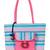 Anekaant Striped Pink and Blue Cotton Tote Bag
