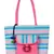 Anekaant Striped Pink and Blue Cotton Tote Bag