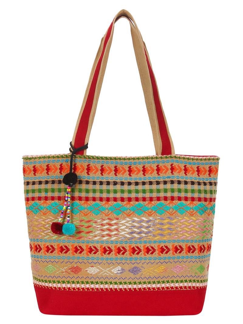 Anekaant Totemic Multicoloured Jacquard and Cotton Shoulder Bag