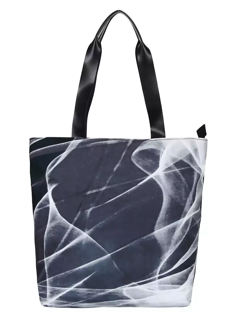Anekaant Flex Blue and White Printed Canvas Tote Bag
