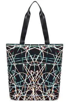 Anekaant Flex Black Printed Canvas Tote Bag