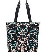 Anekaant Flex Black Printed Canvas Tote Bag