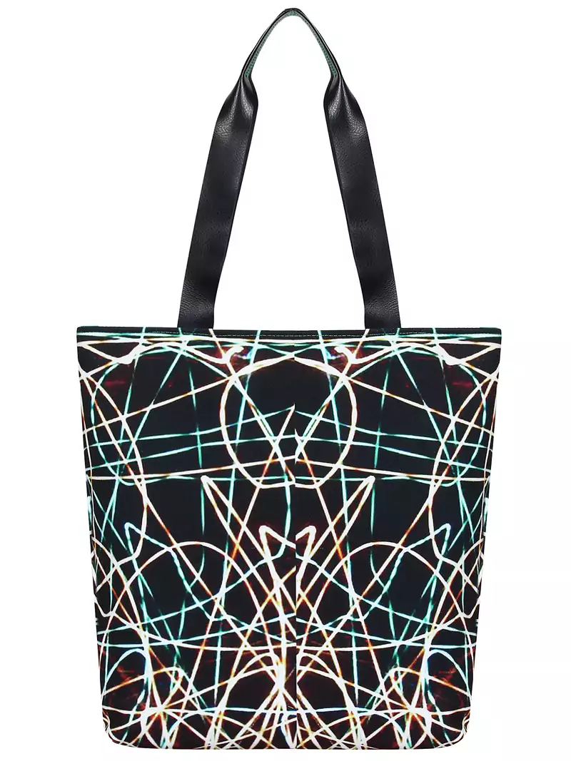 Anekaant Flex Black Printed Canvas Tote Bag