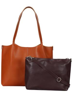 Anekaant Medley Tan Leatherette Shoulder Bag with Pouch 1