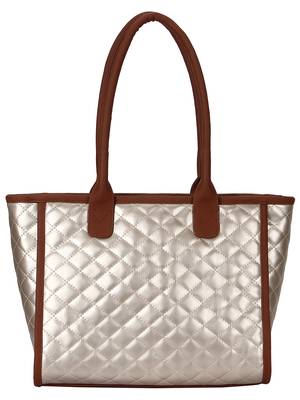 Anekaant Glaze Metallic Gold and Brown Quilted Leatherette Handbag 1