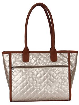 Anekaant Glaze Metallic Gold and Brown Quilted Leatherette Handbag 3