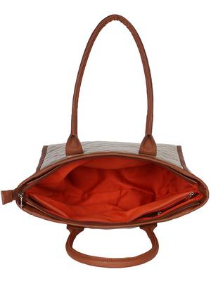 Anekaant Glaze Metallic Gold and Brown Quilted Leatherette Handbag 4