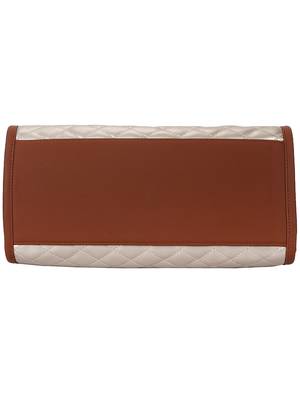 Anekaant Glaze Metallic Gold and Brown Quilted Leatherette Handbag 5