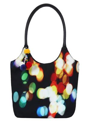 Anekaant Tabernacle Black and Multicoloured Printed Canvas Handbag 1