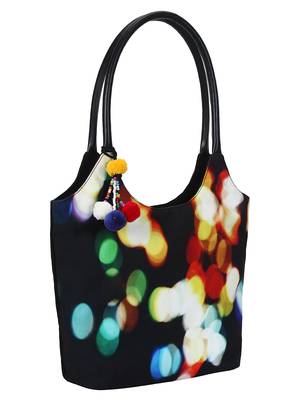 Anekaant Tabernacle Black and Multicoloured Printed Canvas Handbag 2