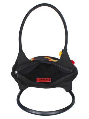 Anekaant Tabernacle Black and Multicoloured Printed Canvas Handbag 4