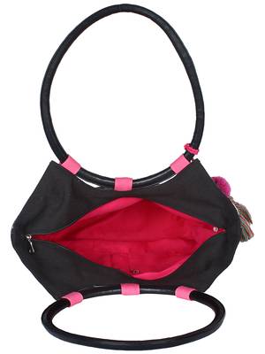 Anekaant Tabernacle Black and Multicoloured Printed Canvas Handbag 4