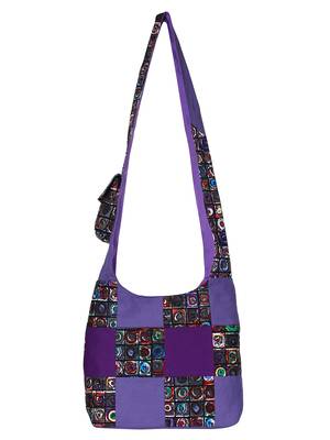 Anekaant Motley Purple and Multicoloured Printed Canvas Sling Bag 1