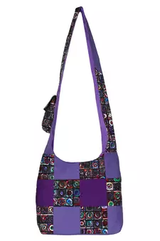 Anekaant Motley Purple and Multicoloured Printed Canvas Sling Bag
