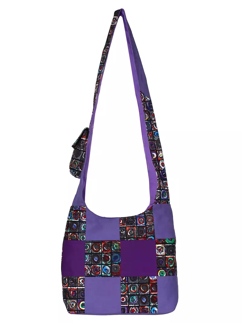 Anekaant Motley Purple and Multicoloured Printed Canvas Sling Bag