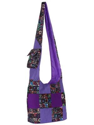 Anekaant Motley Purple and Multicoloured Printed Canvas Sling Bag 2