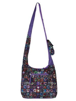 Anekaant Motley Purple and Multicoloured Printed Canvas Sling Bag 3