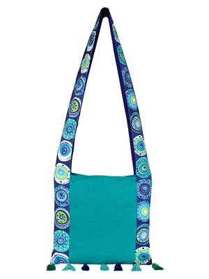 Anekaant Motley Turquoise and Multicoloured Canvas Sling Bag 1