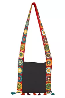 Anekaant Motley Black and Multicoloured Canvas Sling Bag