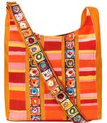 Anekaant Motley Orange Striped Cotton Sling Bag