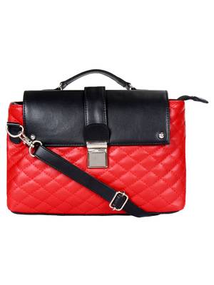 Anekaant Glaze Red and Black Leatherette Sling Bag 1