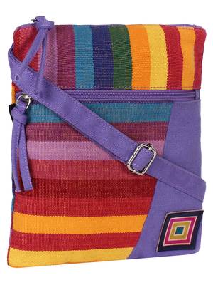 Anekaant Mini Purple and multicoloured Cotton Sling Bag 2