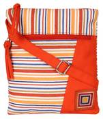 Anekaant Mini Orange and multicoloured Cotton Sling Bag