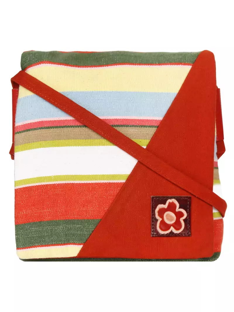 Anekaant Steady Red and  Multicoloured Cotton Sling Bag