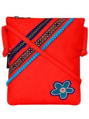 Anekaant Steady Red Cotton Sling Bag 1