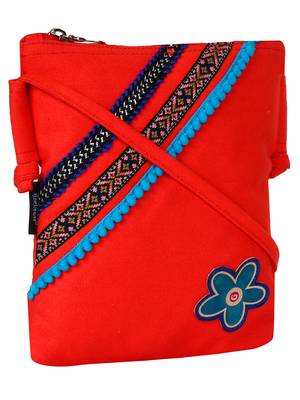 Anekaant Steady Red Cotton Sling Bag 2