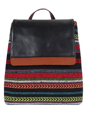 Anekaant Striped Multicoloured cotton jacquard backpack 1