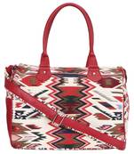 Anekaant Ikkat Maroon and Multicoloured Jacquard and Cotton Handbag