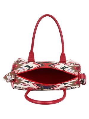 Anekaant Ikkat Maroon and Multicoloured Jacquard and Cotton Handbag 4
