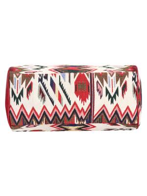 Anekaant Ikkat Maroon and Multicoloured Jacquard and Cotton Handbag 5