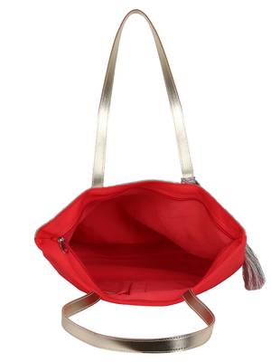 Totemic Peach and Multicoloured Jacquard and Cotton Shoulder Bag 4