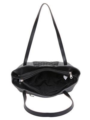 Anekaant Glaze Grey and Black Quilted Leatherette Handbag 4