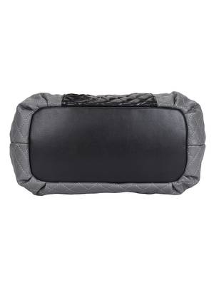 Anekaant Glaze Grey and Black Quilted Leatherette Handbag 5