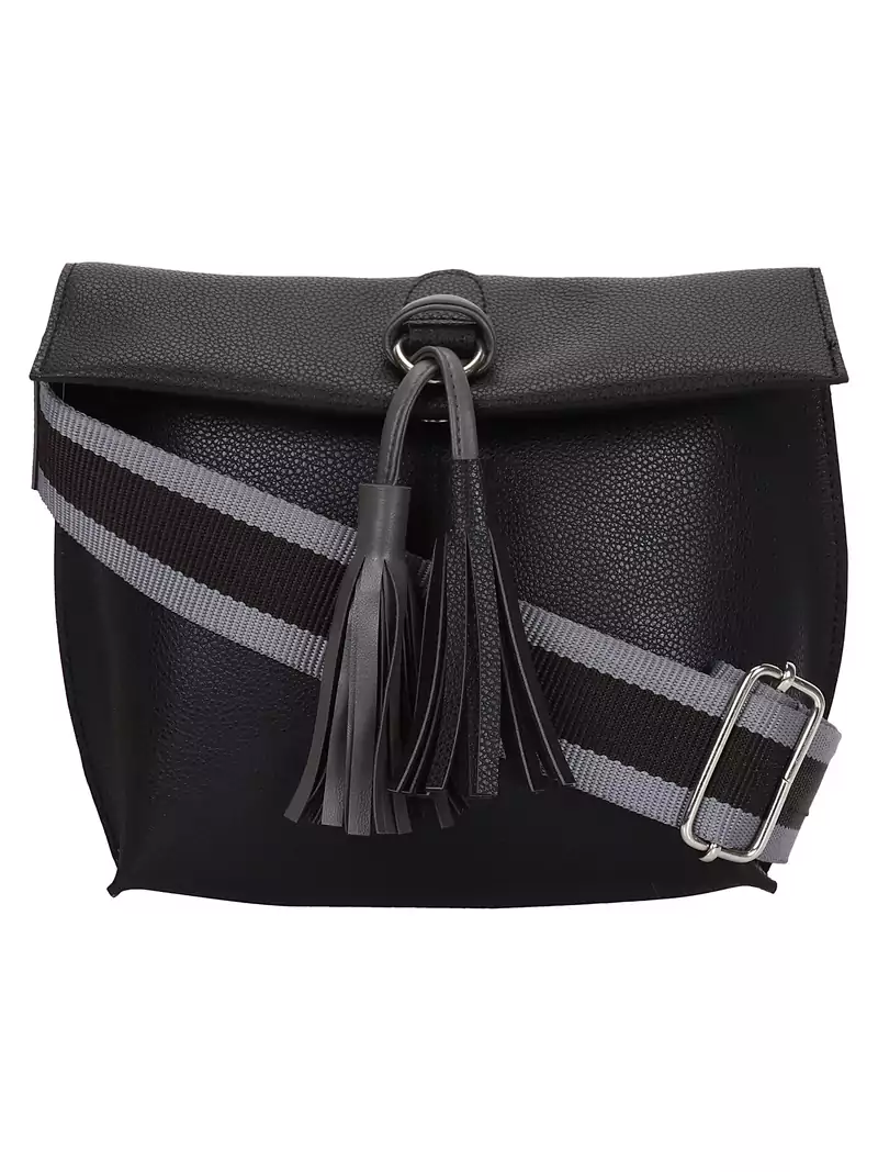 Anekaant Modish Black Solid Leatherette Sling bag