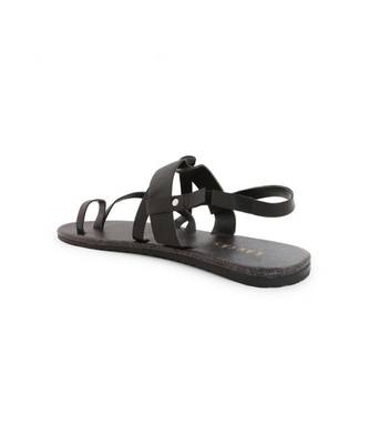 Black printed synthetic sandals womens footwear 2