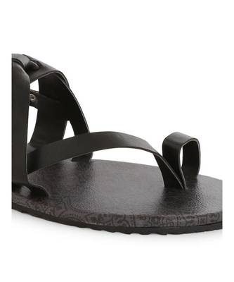 Black printed synthetic sandals womens footwear 5