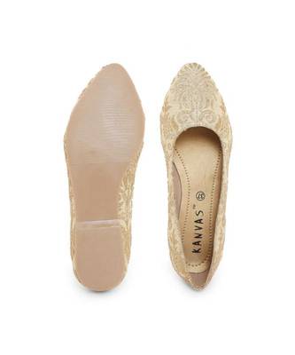 Gold solid synthetic ballerinas womens footwear 1