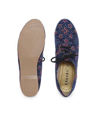 Blue solid synthetic oxfords womens footwear 1