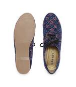 Blue solid synthetic oxfords womens footwear