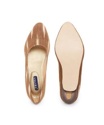 Brown solid textile heeled womens footwear 1