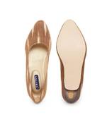 Brown solid textile heeled womens footwear