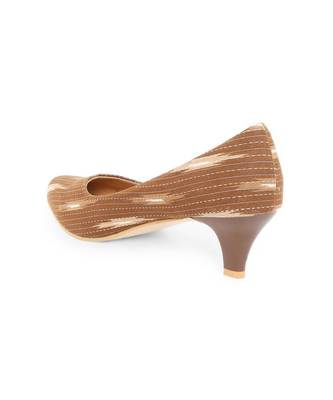 Brown solid textile heeled womens footwear 2