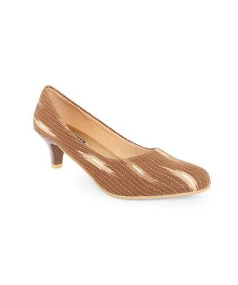 Brown solid textile heeled womens footwear 4