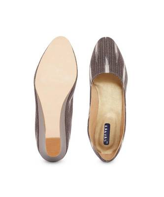 Brown solid textile heeled womens footwear 1