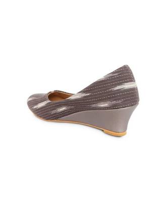 Brown solid textile heeled womens footwear 2